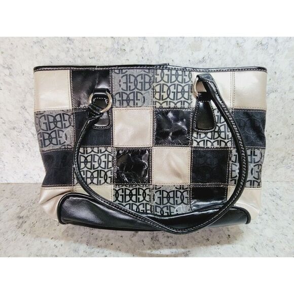 Giani Bernini Handbag Shoulder Tote Purse Neutral Colors Checkered 14x10 - Picture 9 of 16
